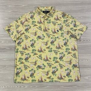 Polo Ralph Lauren Shirt Sailboat Palm Tree Sail Boat Hawaiian Men’s Size Large